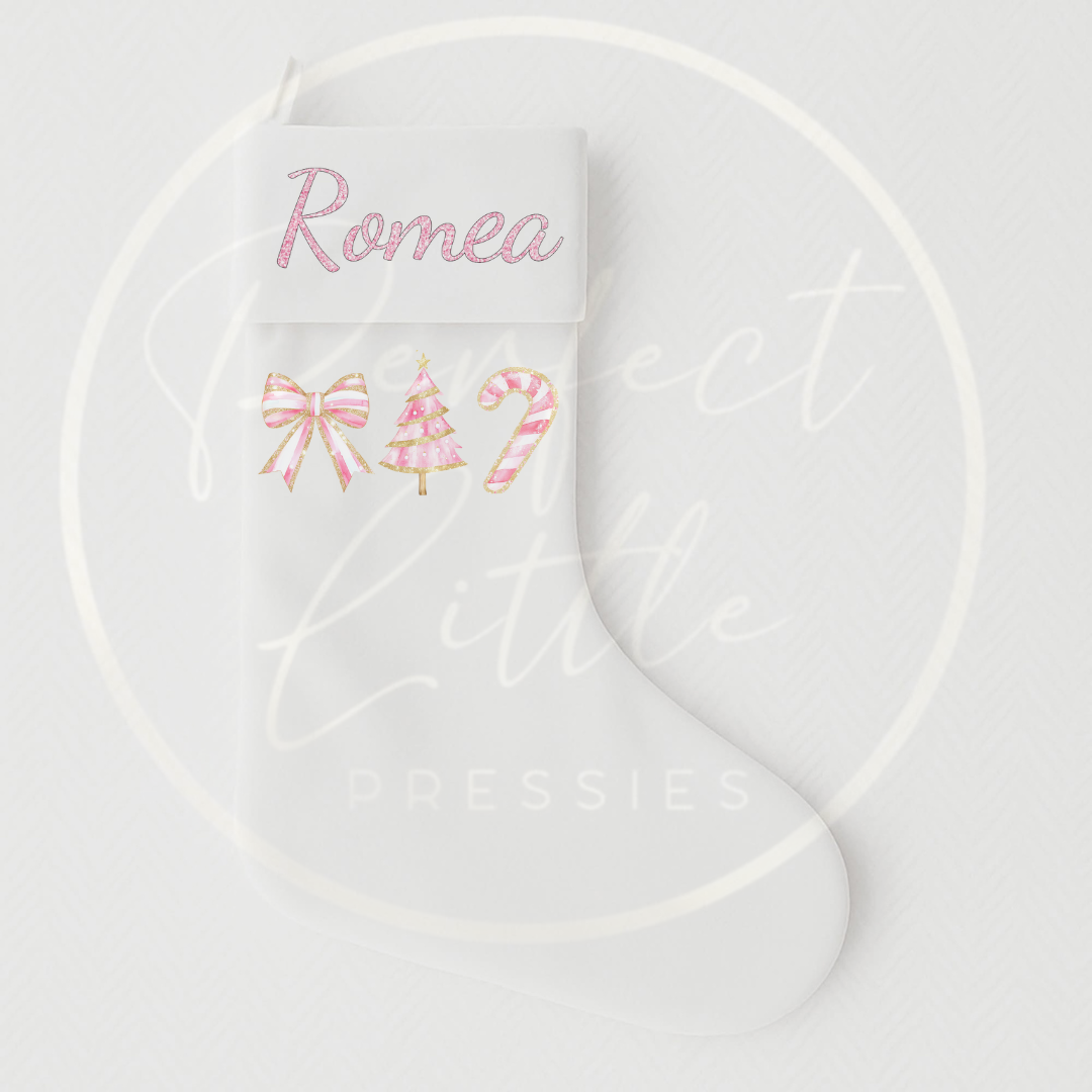 Christmas Stocking - Pink Glitter Trio