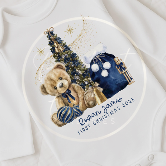 Christmas Sleepsuit - Navy Dream Bear