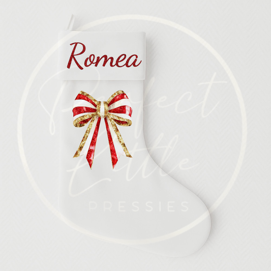 Christmas Stocking - Red Glitter Bow