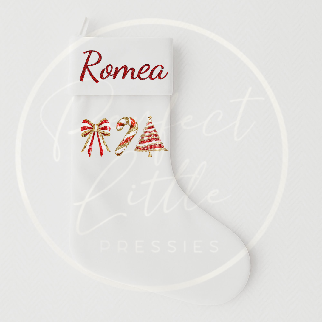 Christmas Stocking - Red Glitter Trio