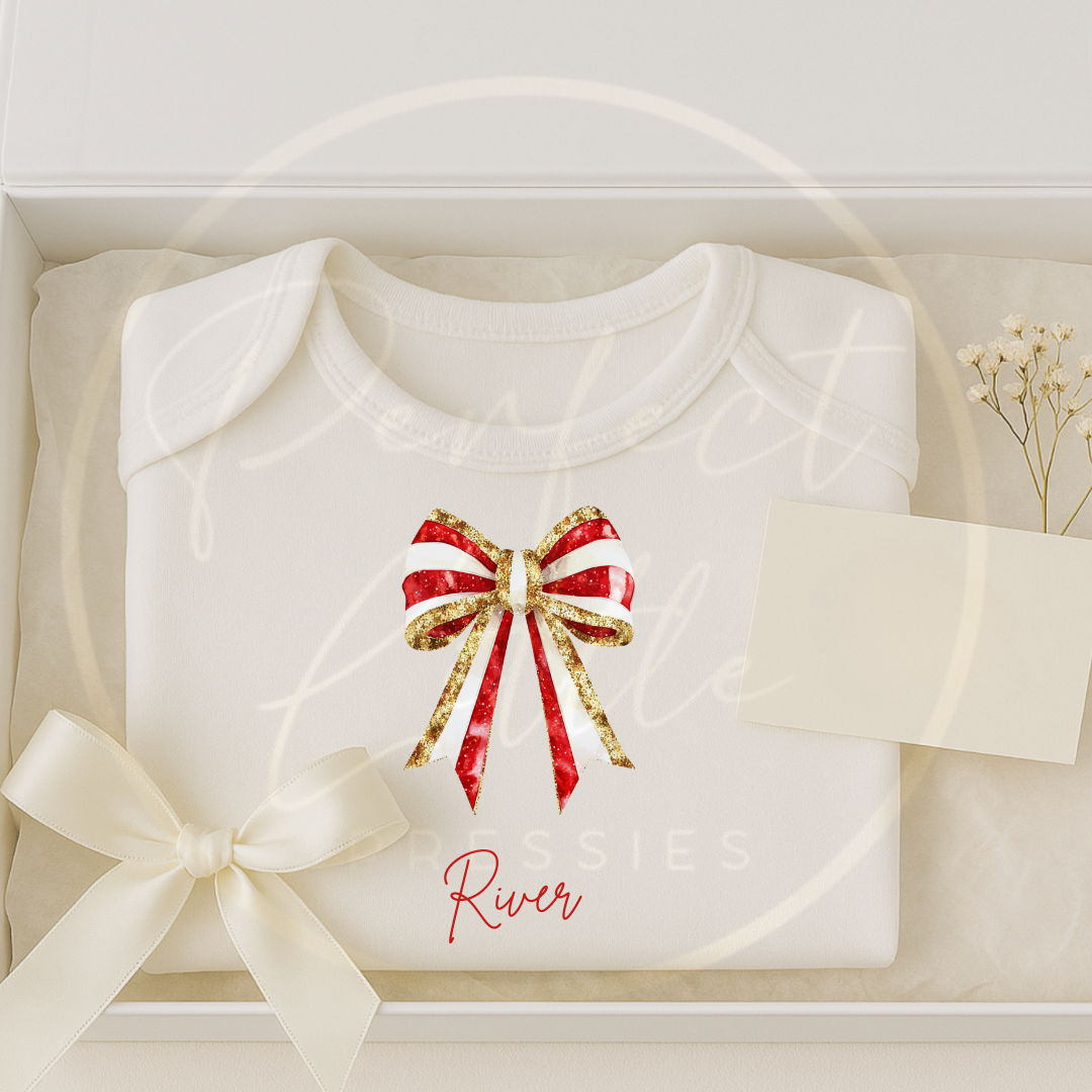 Christmas Baby Grow - Red Glitter Bow