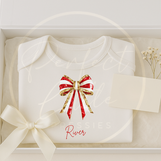 Christmas Baby Grow - Red Glitter Bow