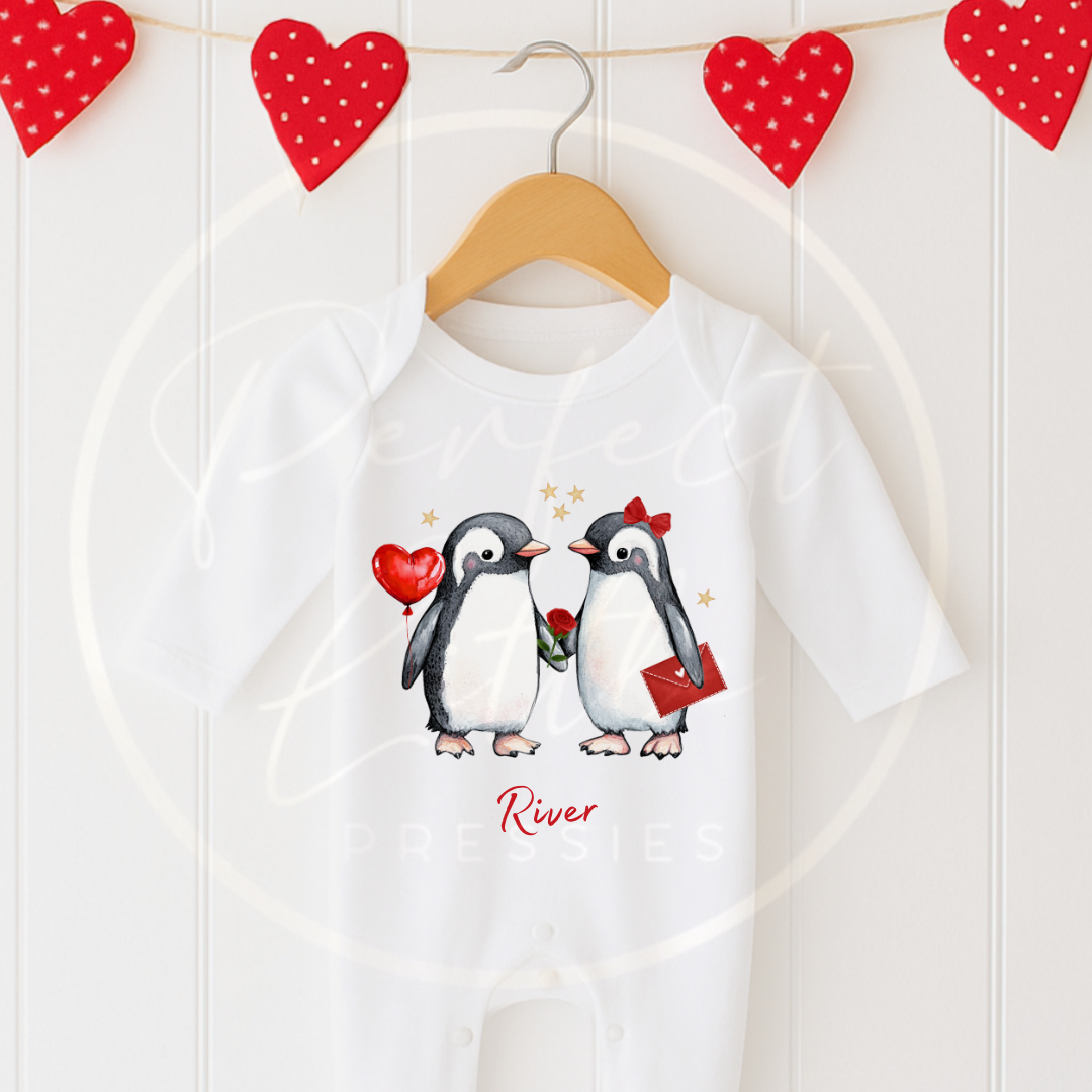 Valentines - Penguin Sleepsuit
