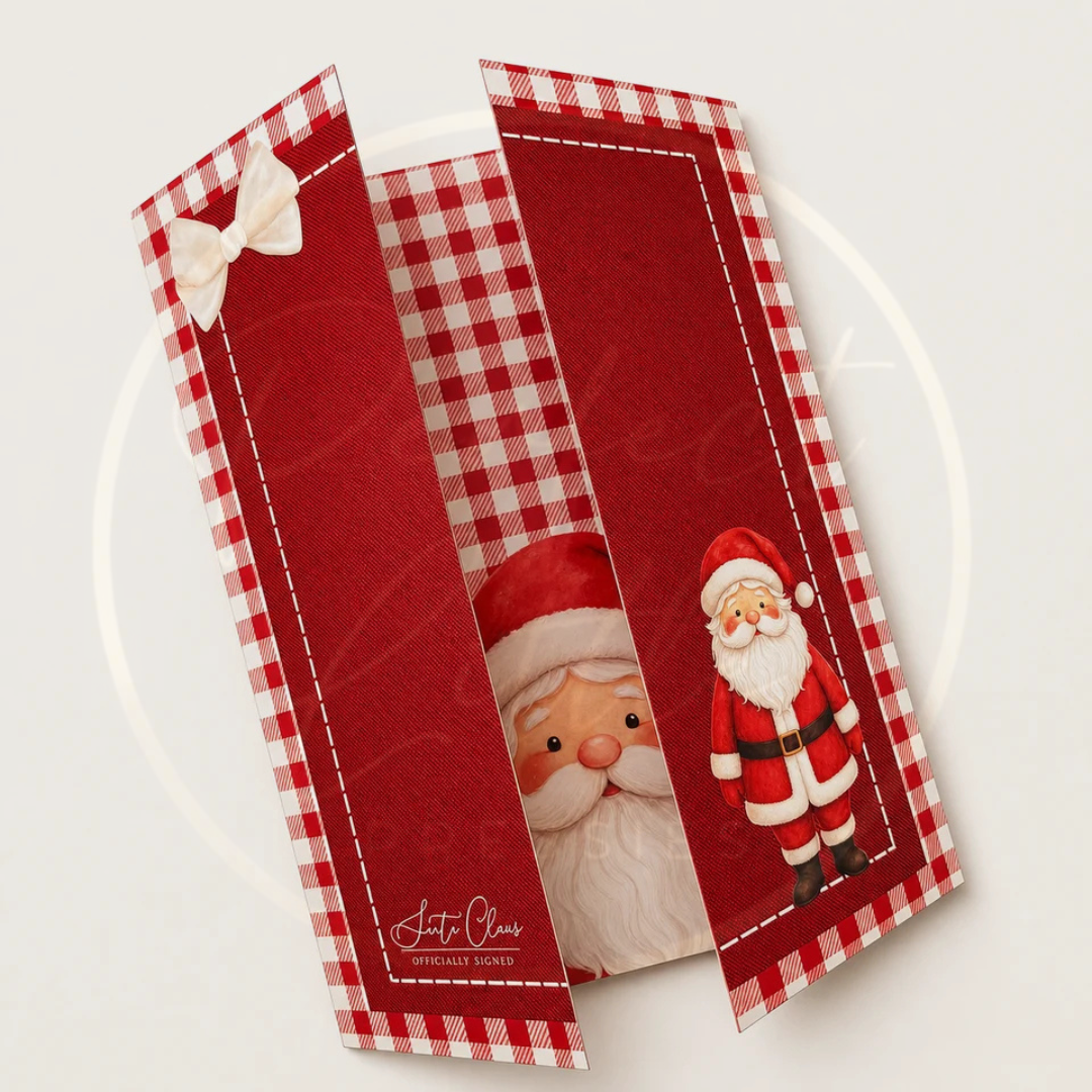 Christmas - Red Gingham Santa Document Folder