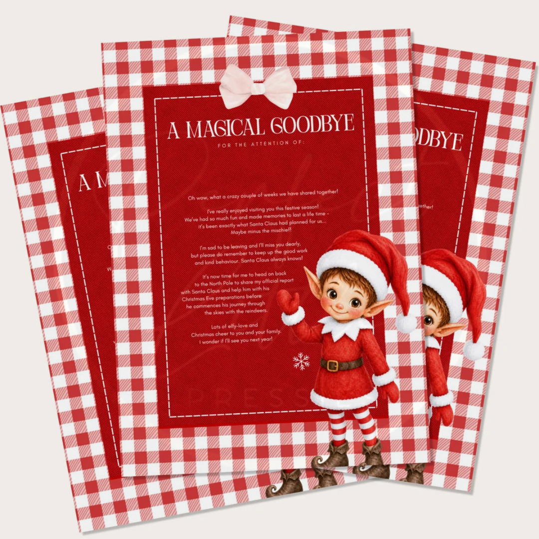 Christmas - Elf Gingham Magical Goodbye Letter
