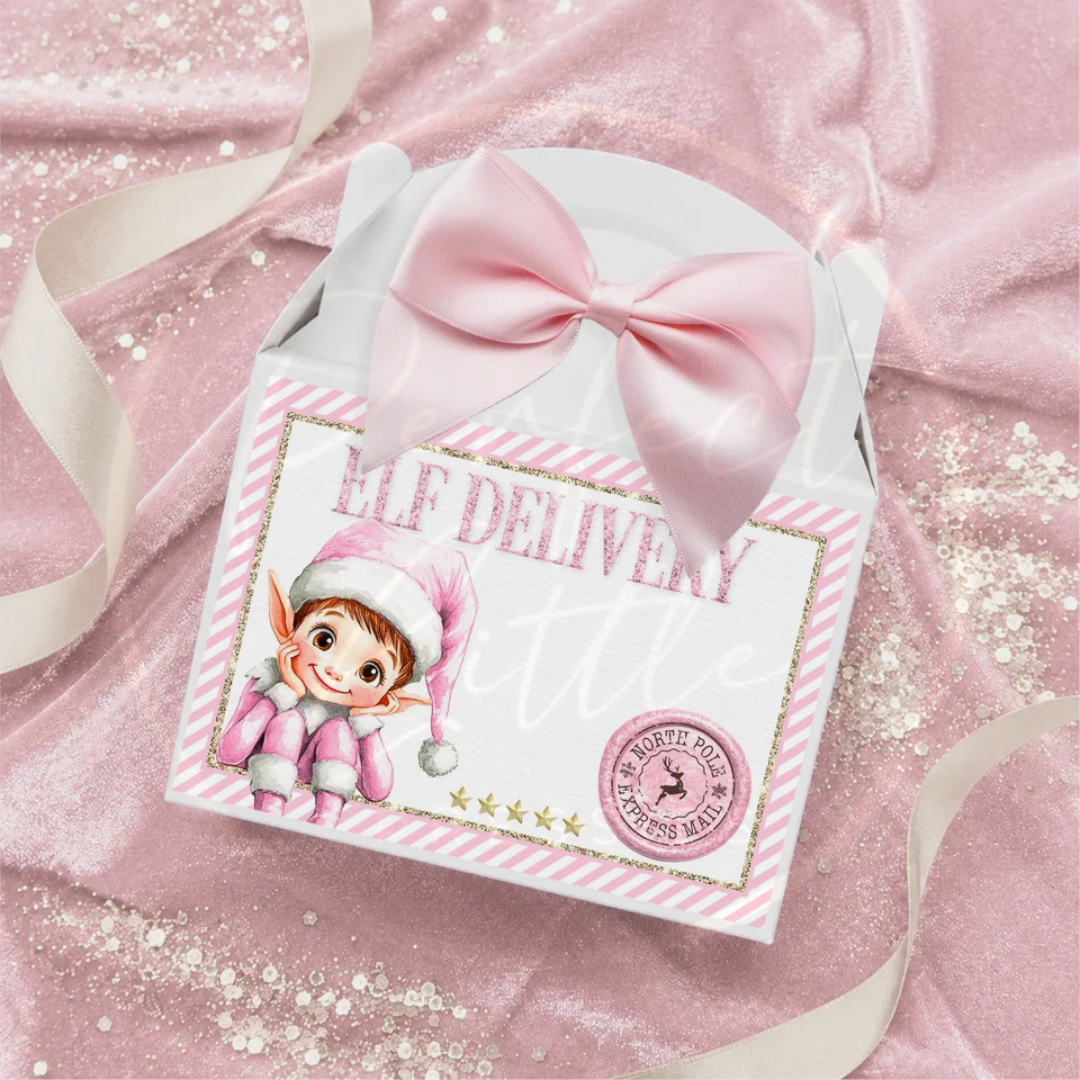 Christmas - Elf Delivery Pink Stripe Treat Box