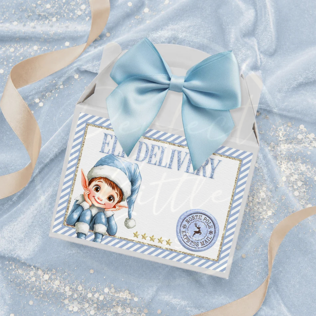 Christmas - Elf Delivery Blue Stripe Treat Box