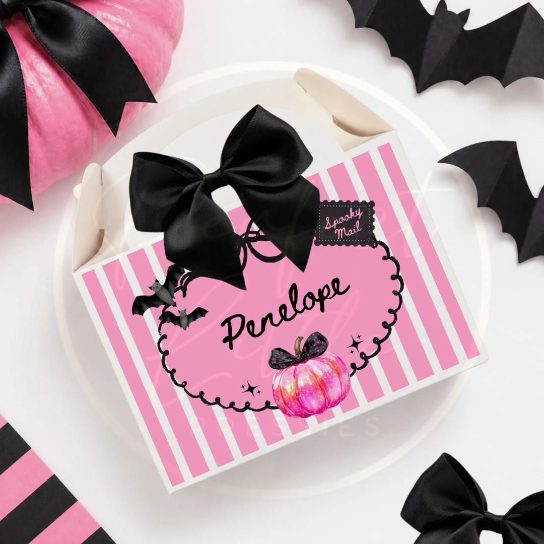 Halloween - Pink Stripe Pumpkin Treat Box