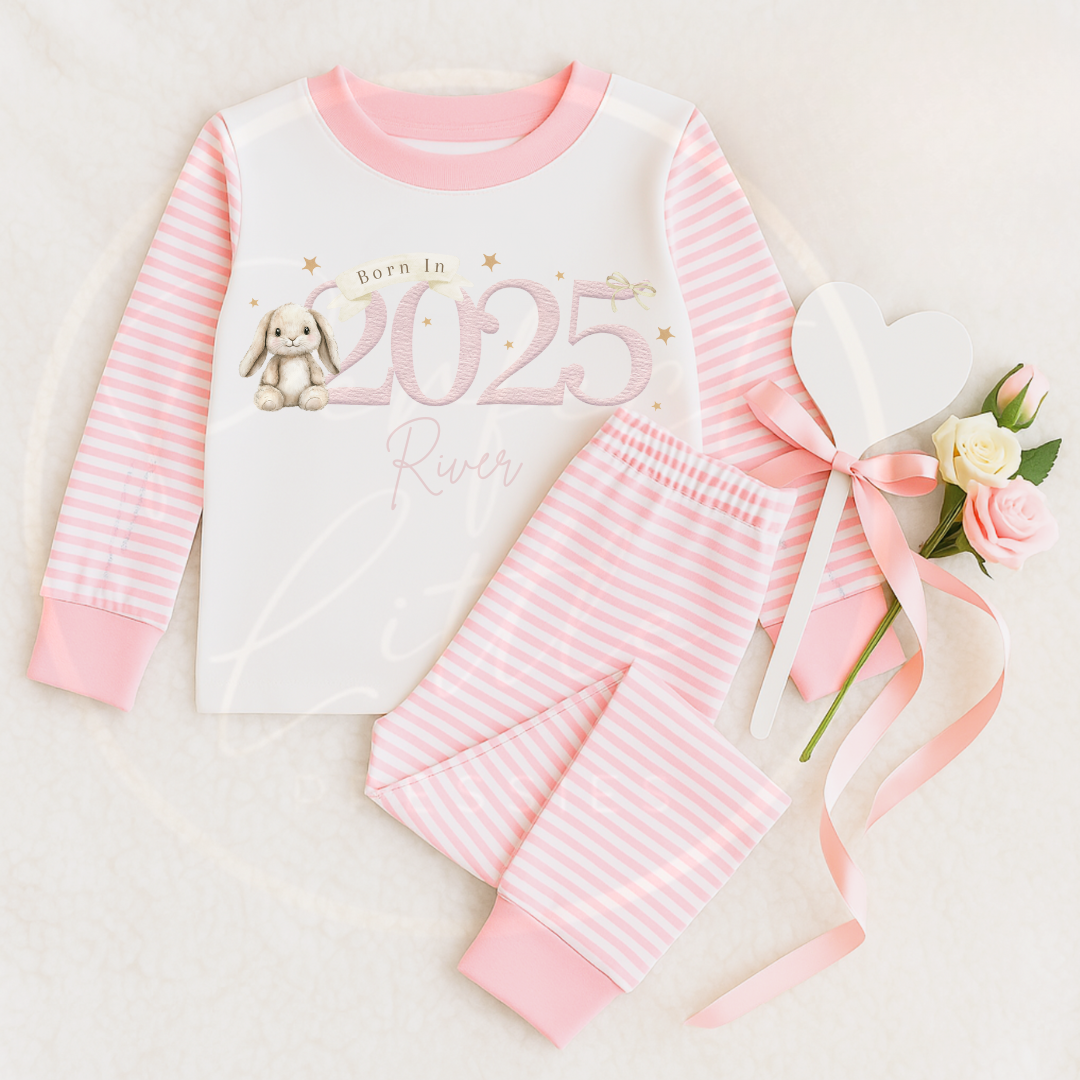 Baby Pyjamas - Pink Born In 2025 Designs (6m+)