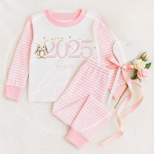 Baby Pyjamas - Pink Born In 2025 Designs (6m+)