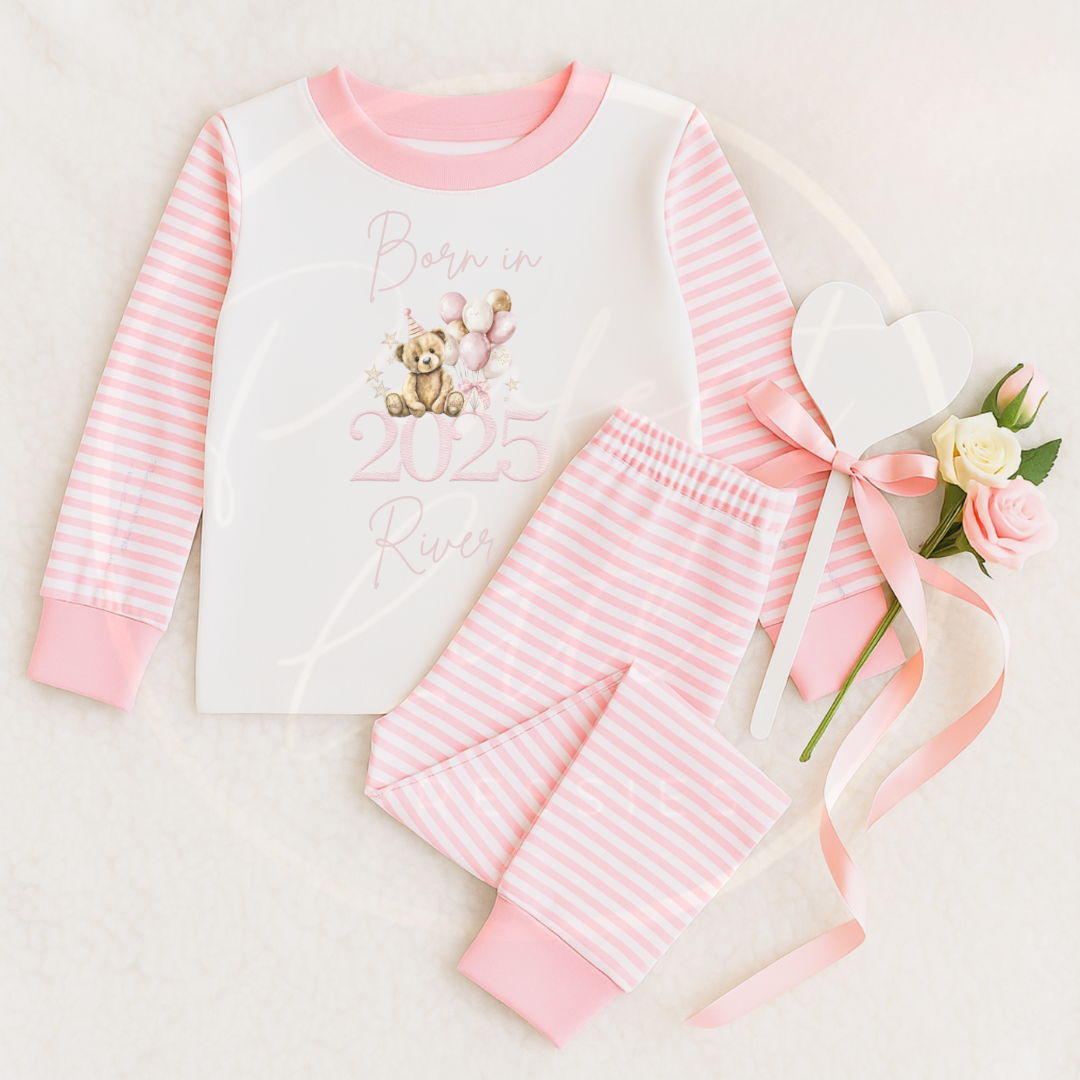 Baby Pyjamas - Pink Born In 2025 Designs (6m+)