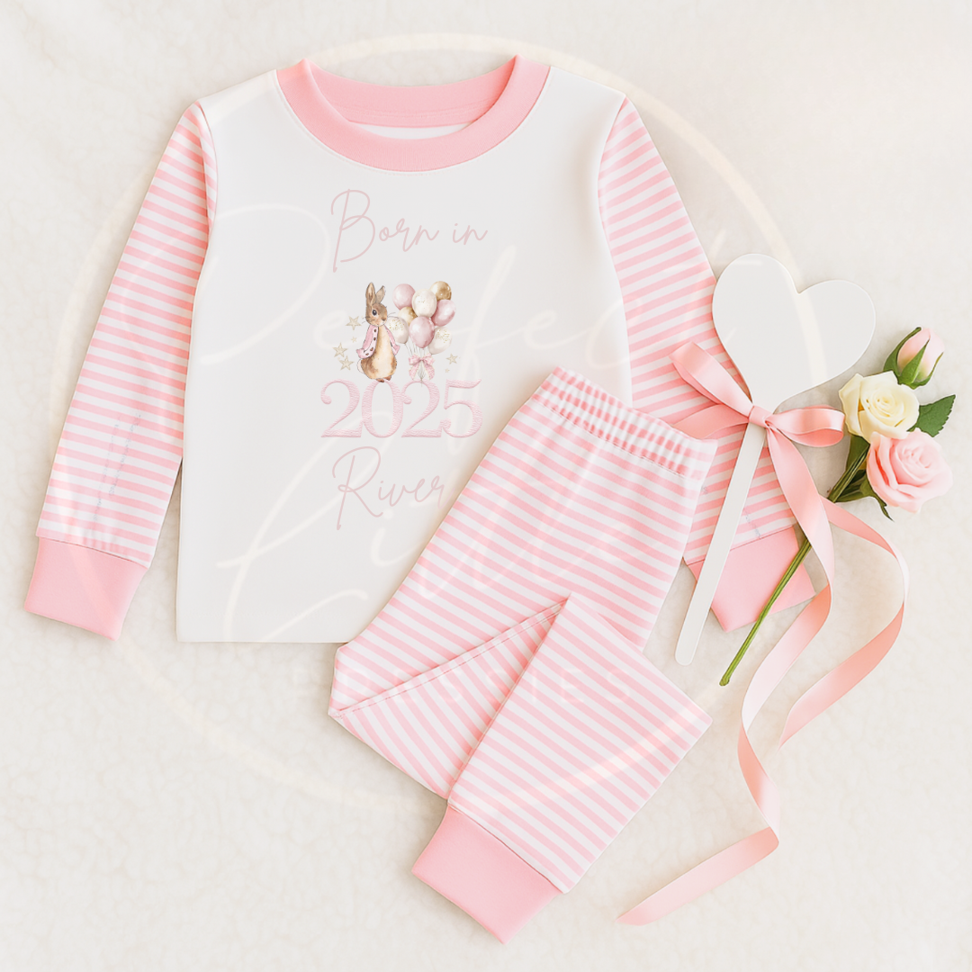 Baby Pyjamas - Pink Born In 2025 Designs (6m+)