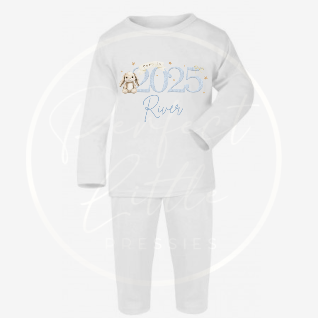 Baby Pyjamas - Born In 2025 Soft Bunny Blue