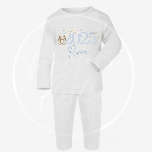 Baby Pyjamas - Born In 2025 Soft Bunny Blue