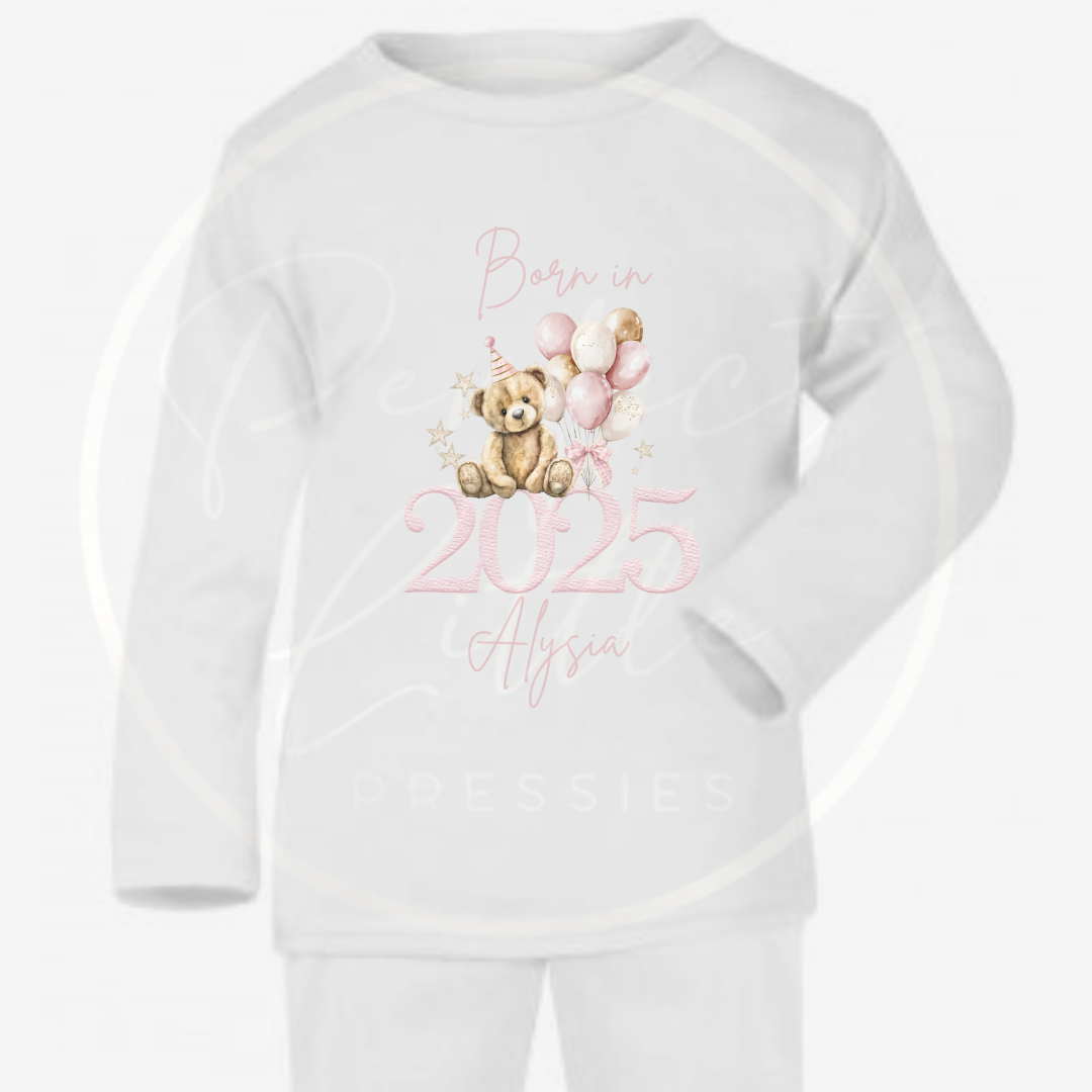 Baby Pyjamas - Pink Born In 2025 Designs
