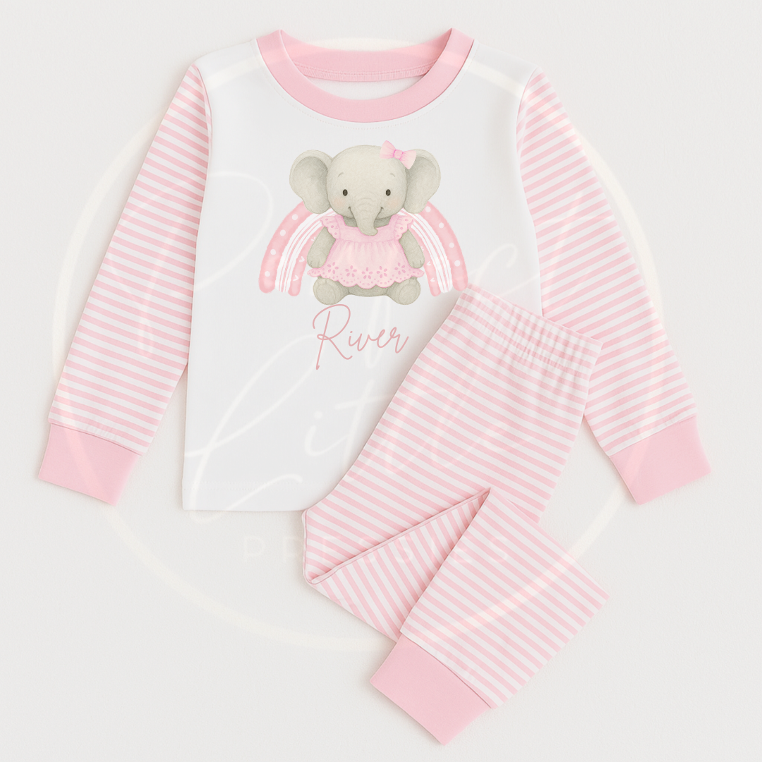 Kids Pyjamas - Pink Elephant Rainbow