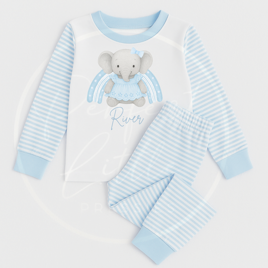 Kids Pyjamas - Blue Elephant Rainbow