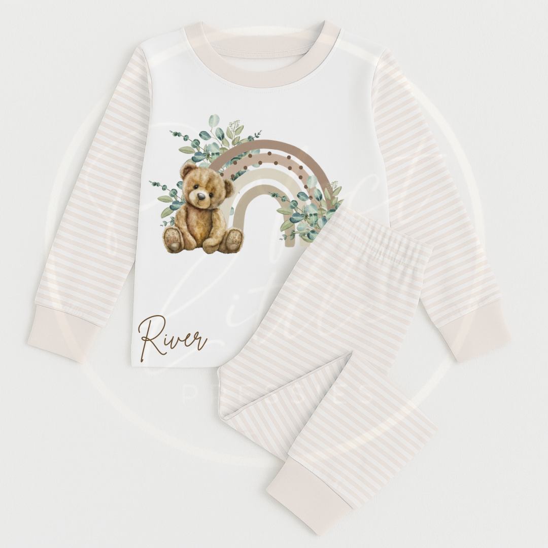 Kids Pyjamas - Beige Rainbow Bear