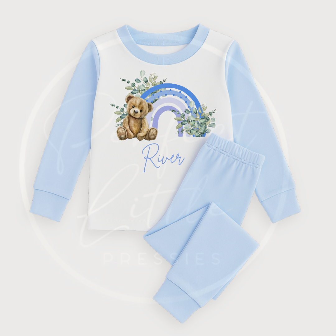 Kids Pyjamas - Blue Rainbow Bear