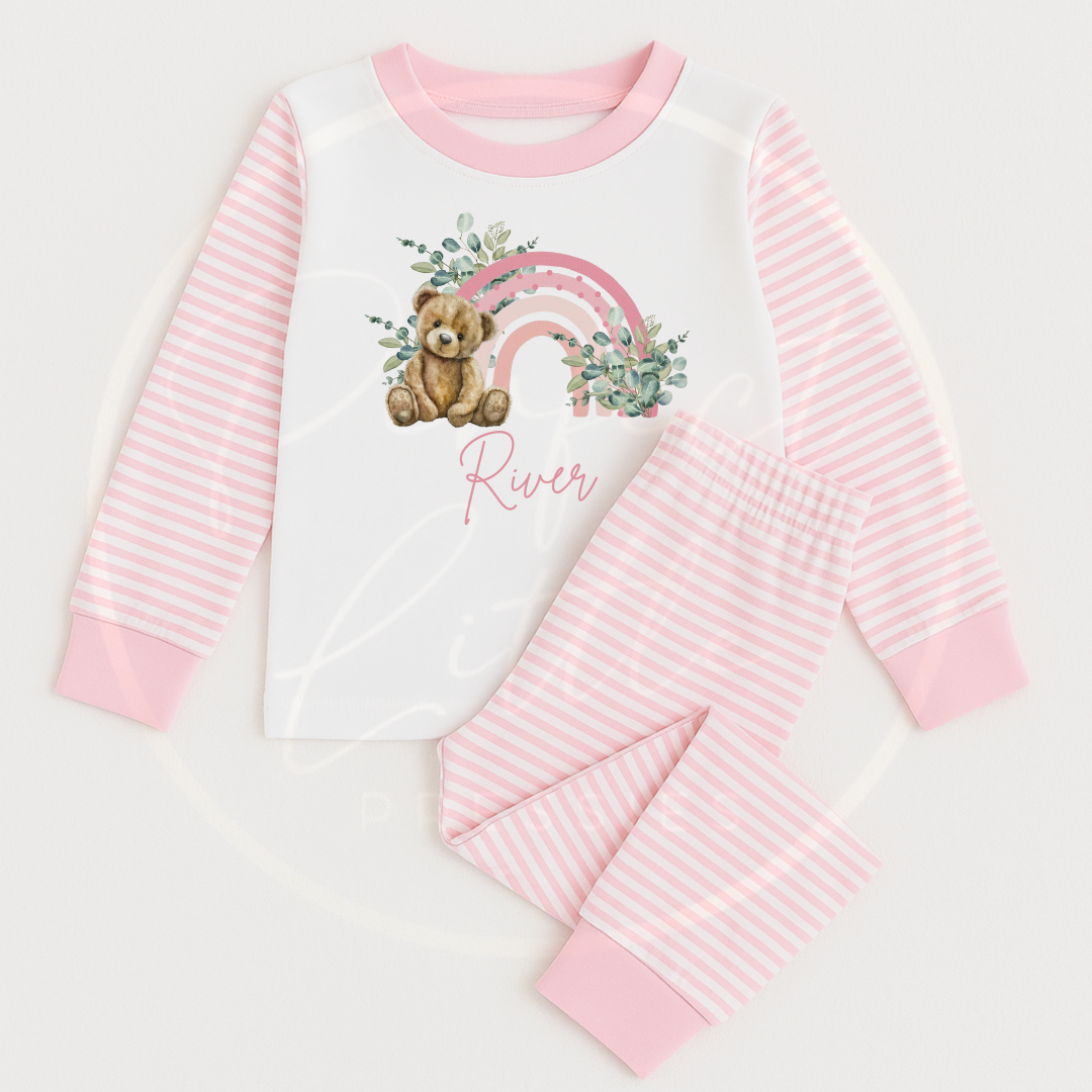 Kids Pyjamas - Pink Rainbow Bear