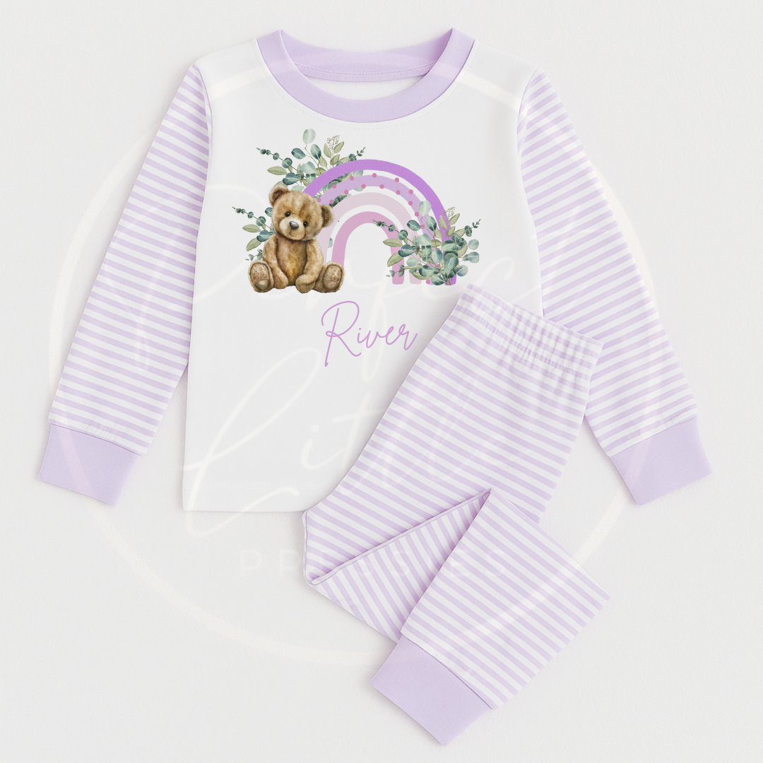 Kids Pyjamas - Lilac Rainbow Bear
