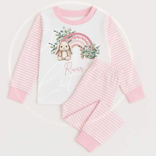 Kids Pyjamas - Pink Bunny Rainbow
