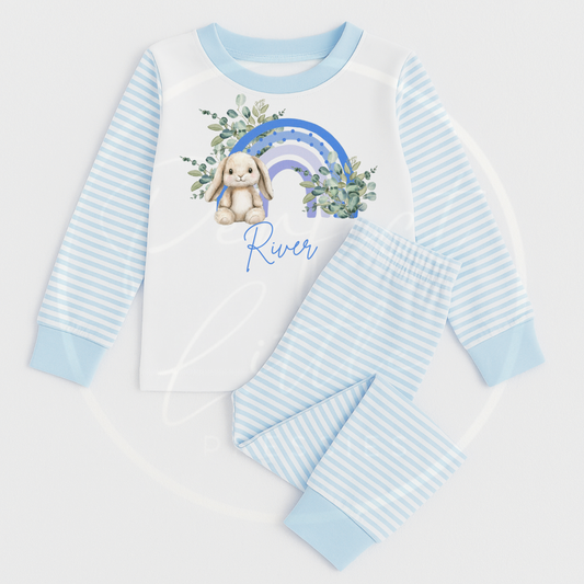 Kids Pyjamas - Blue Bunny Rainbow