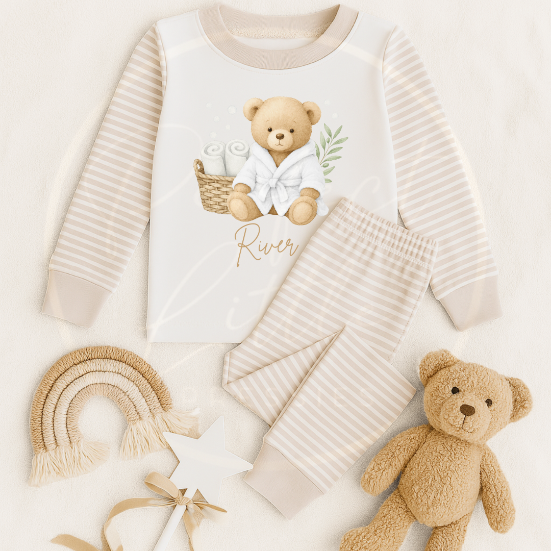 Kids Pyjamas - White Bedtime Bear