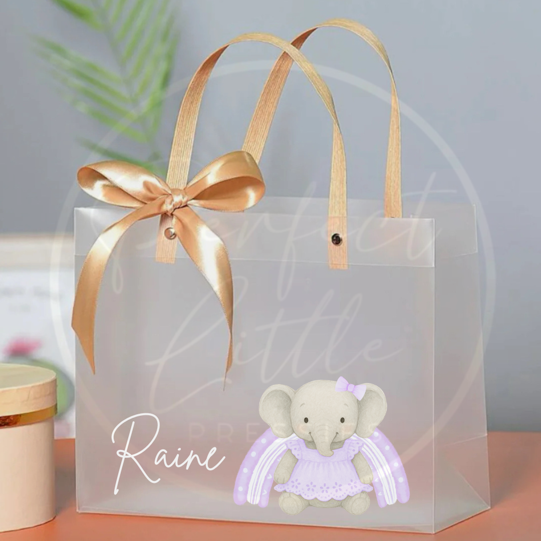 Frosted Gift Bag - Anglaise Elephants