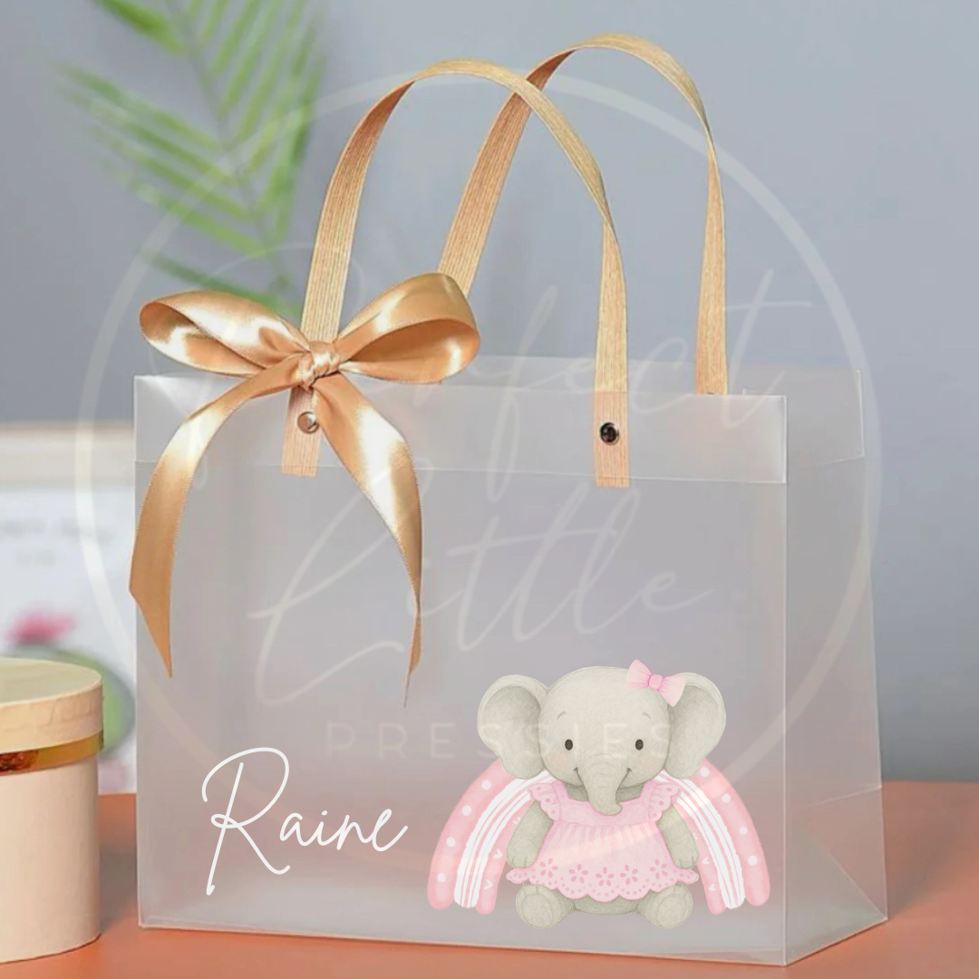 Frosted Gift Bag - Anglaise Elephants