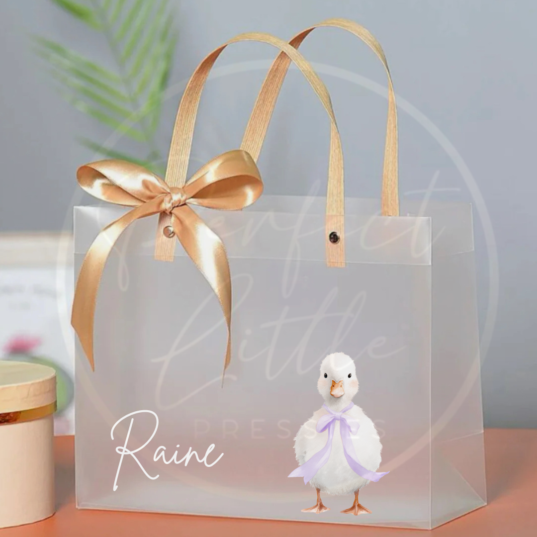 Frosted Gift Bag - Large Bow Duckling