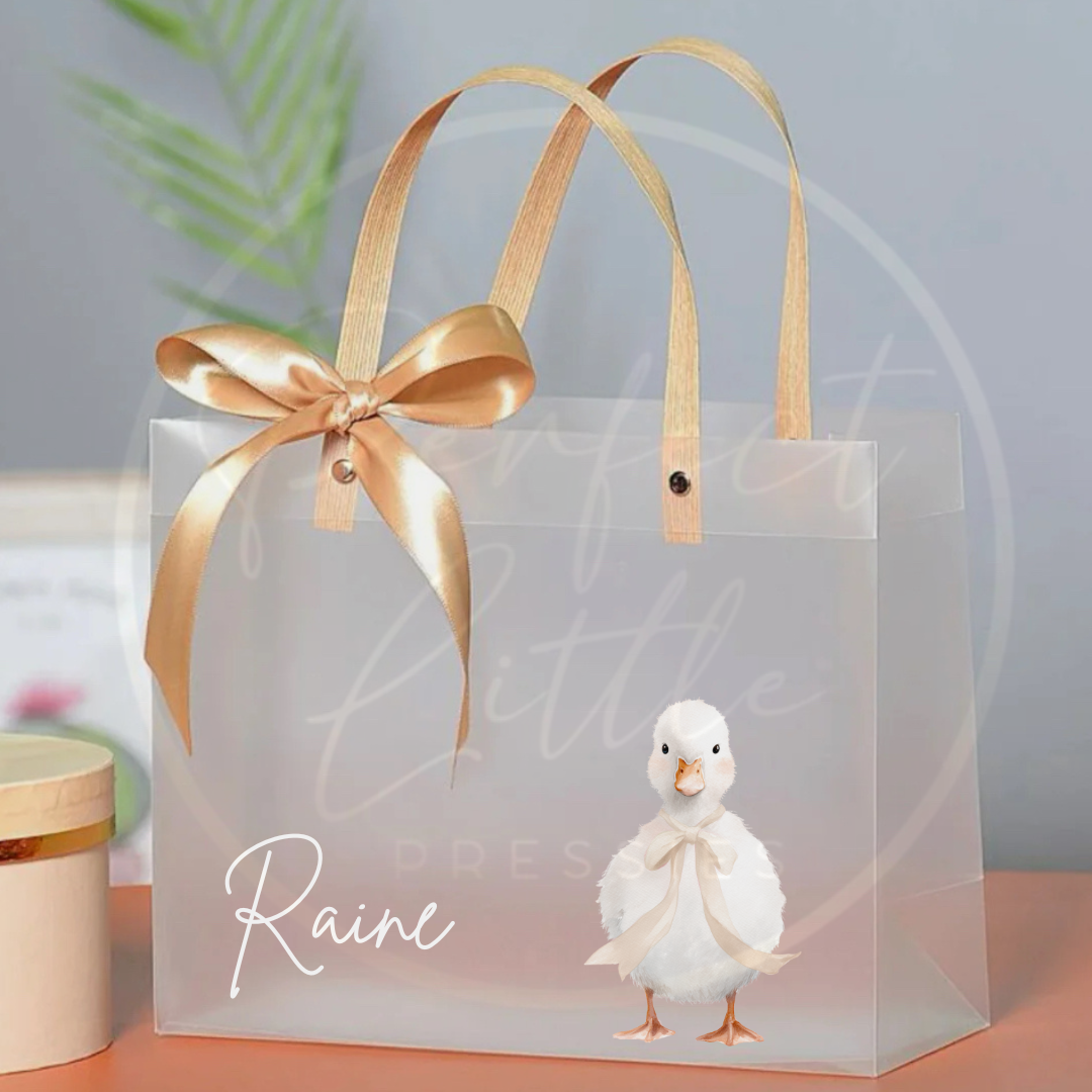 Frosted Gift Bag - Large Bow Duckling