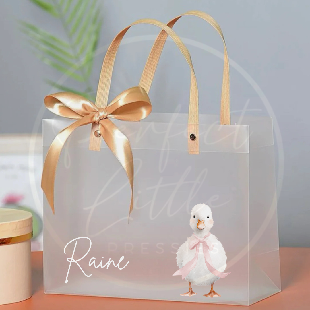 Frosted Gift Bag - Large Bow Duckling
