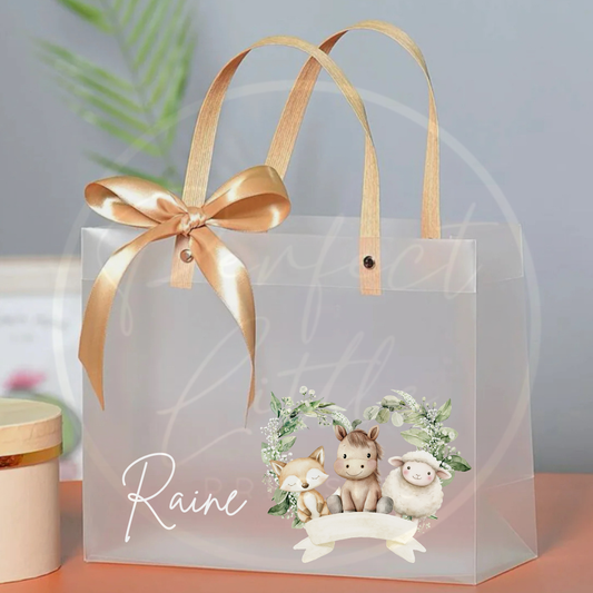 Frosted Gift Bag - Animal Heart Wreath Designs