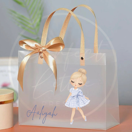Frosted Gift Bag - Blue Gingham Dress Dolly