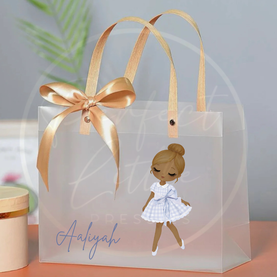 Frosted Gift Bag - Blue Gingham Dress Dolly
