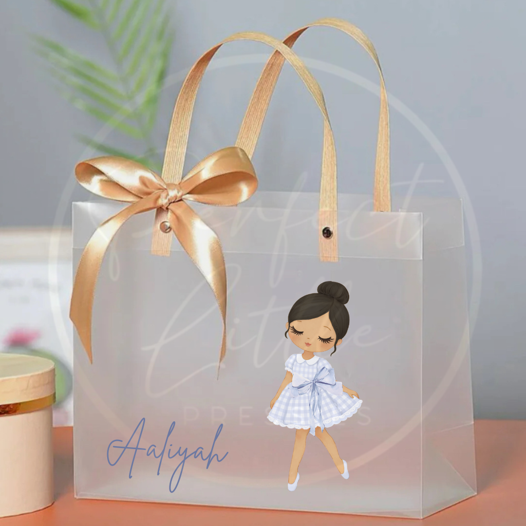Frosted Gift Bag - Blue Gingham Dress Dolly