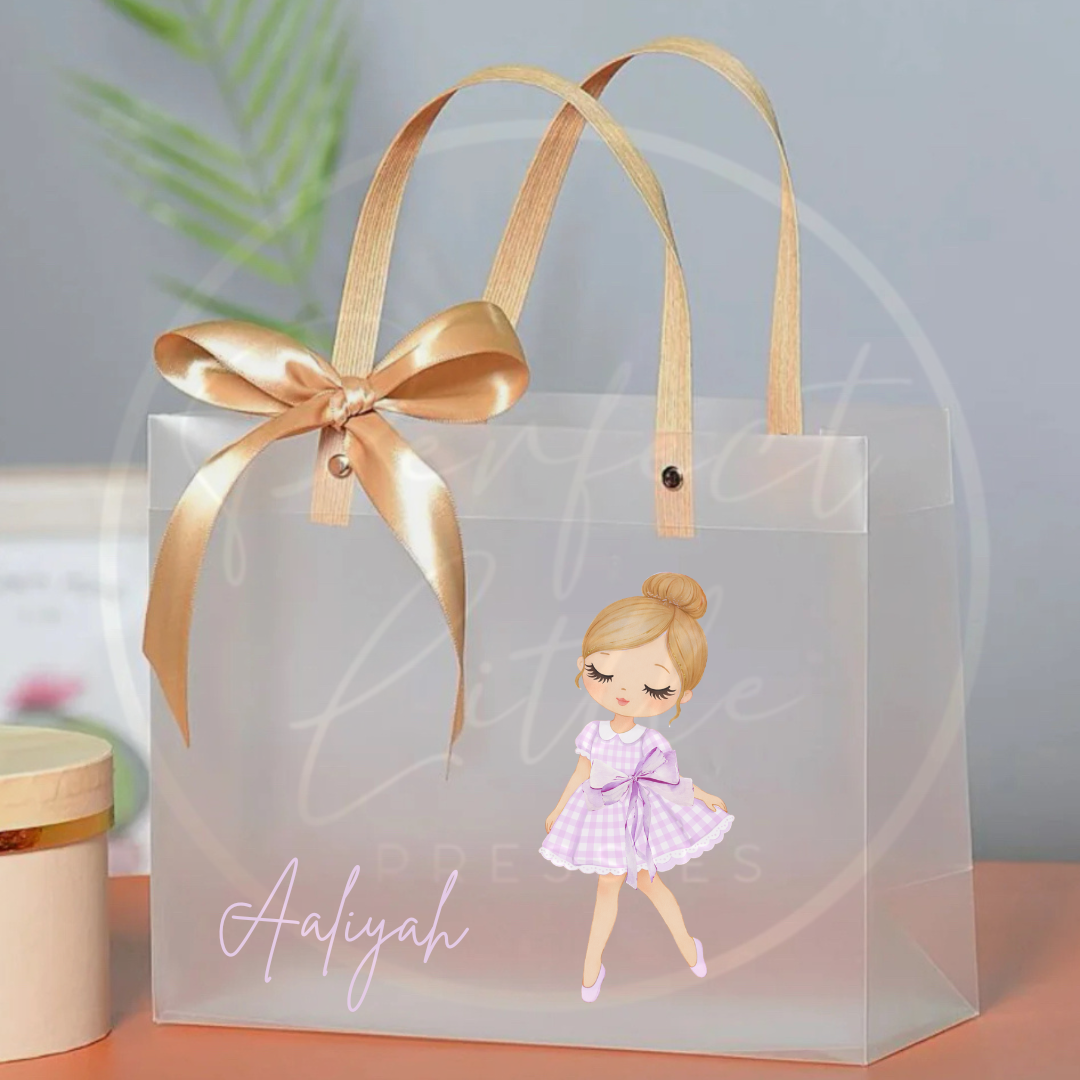 Frosted Gift Bag - Purple Gingham Dress Dolly