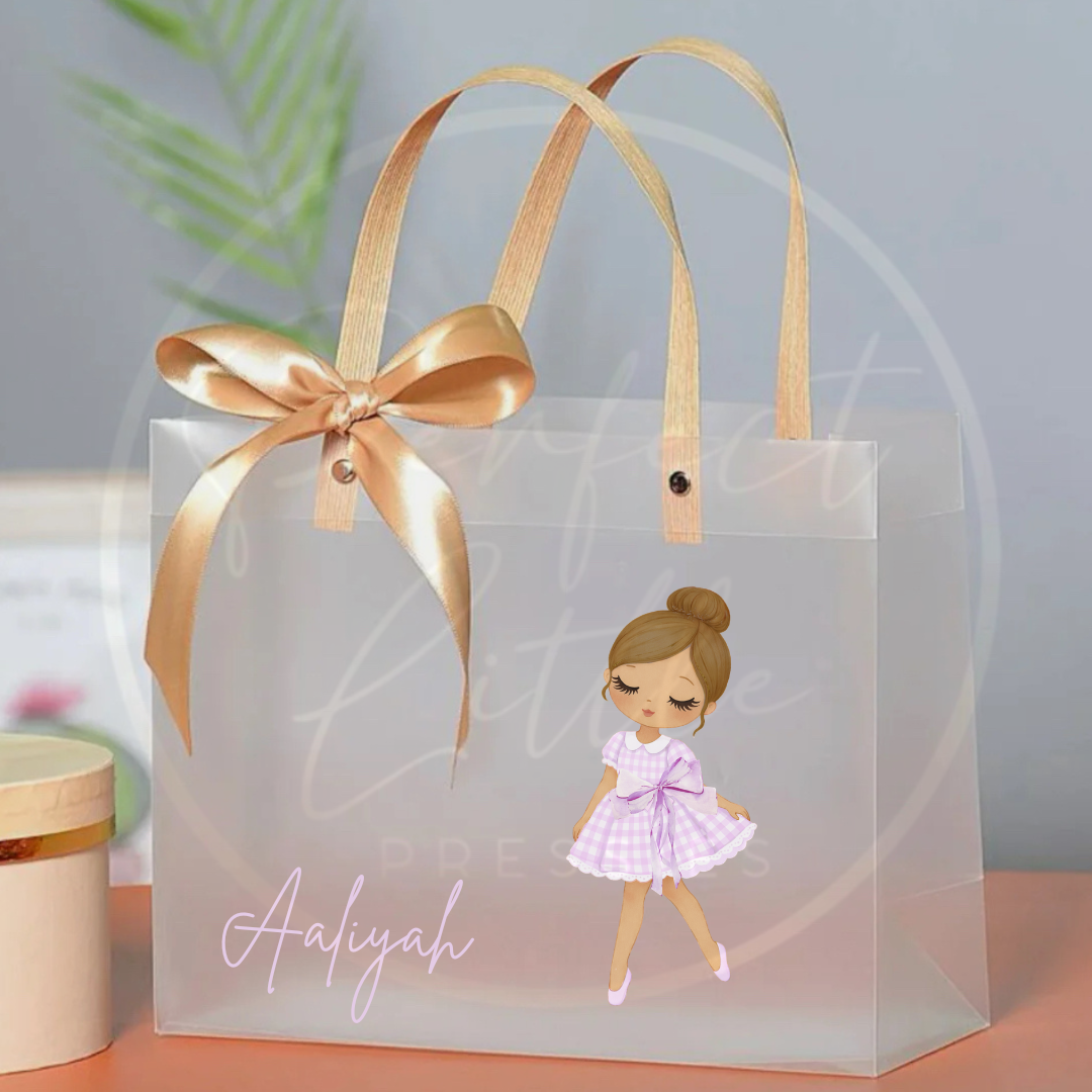 Frosted Gift Bag - Purple Gingham Dress Dolly
