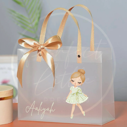 Frosted Gift Bag - Sage Gingham Dress Dolly