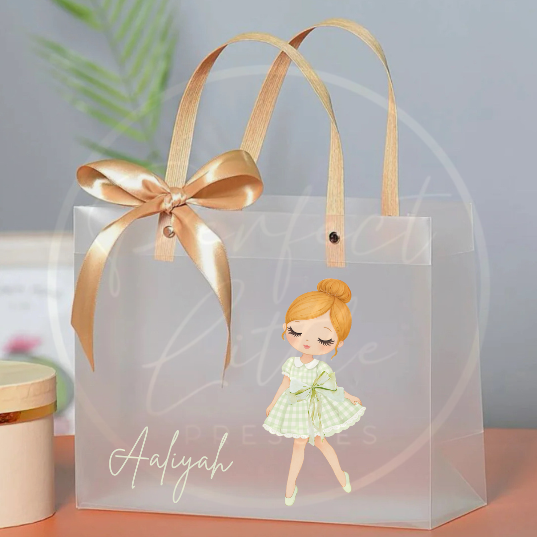 Frosted Gift Bag - Sage Gingham Dress Dolly