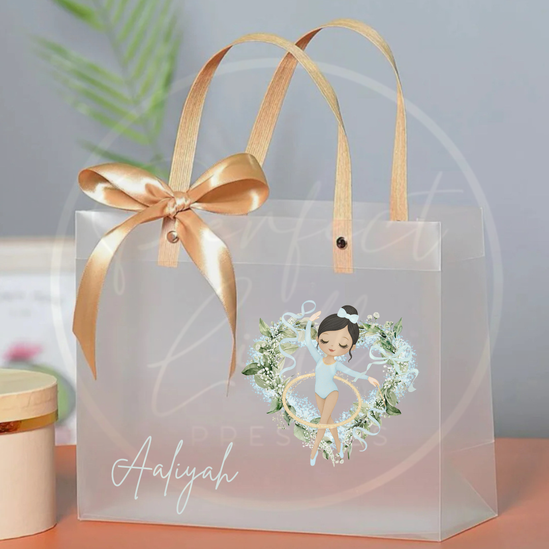 Frosted Gift Bag - Gymnast Wreath