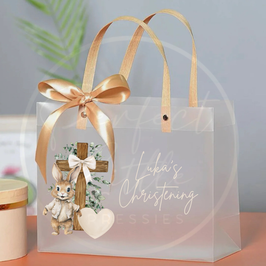 Frosted Gift Bag - Nude Bunny Christening