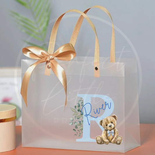 Frosted Gift Bag - Bear Initial