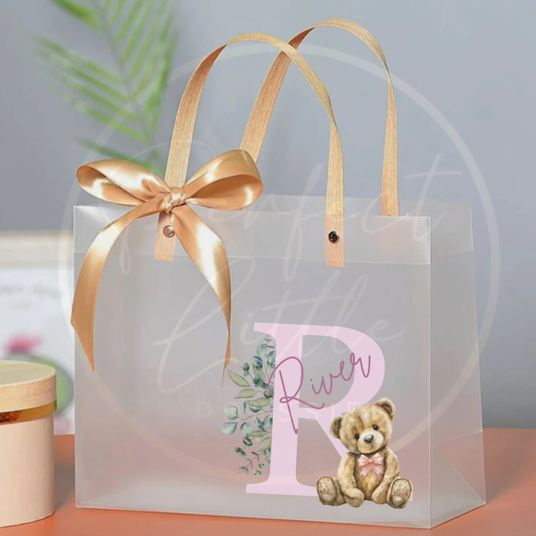 Frosted Gift Bag - Bear Initial