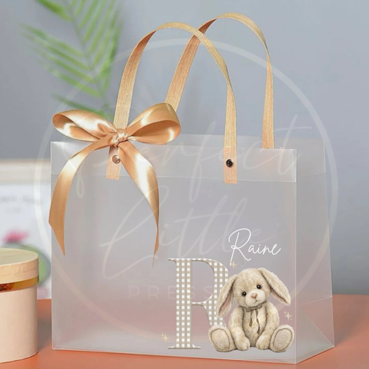 Frosted Gift Bag - Nude Check Initial Bunny