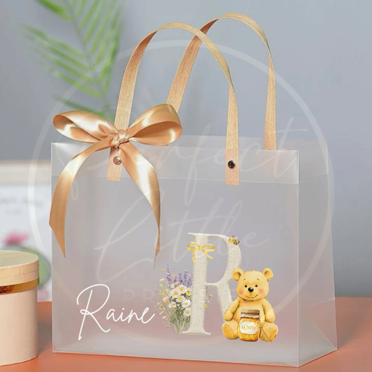 Frosted Gift Bag - Honey Bear Initial