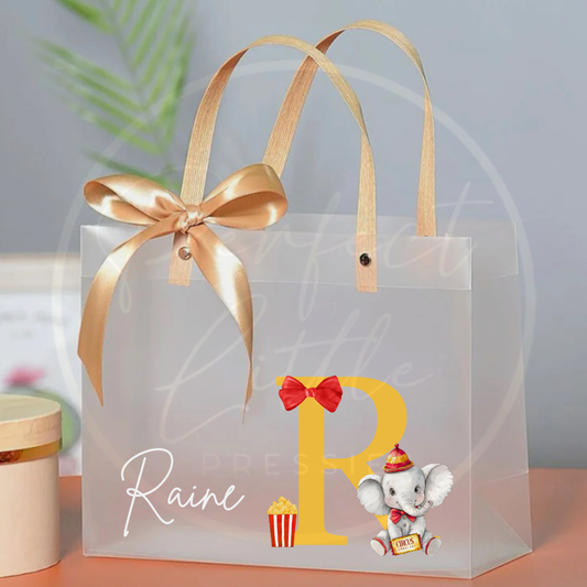 Frosted Gift Bag - Circus Elephant Initial