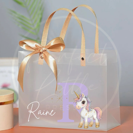 Frosted Gift Bag - Unicorn Initial