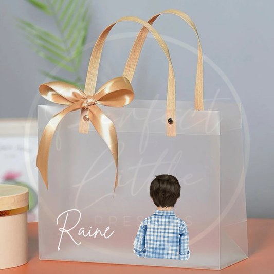 Frosted Gift Bag - Blue Check Shirt Boy